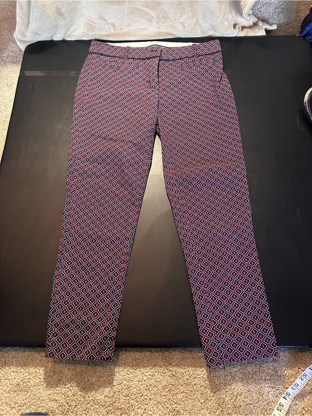 Brooks Brothers Women’s Size 2 Navy Red White Geometric Print Ankle Pants